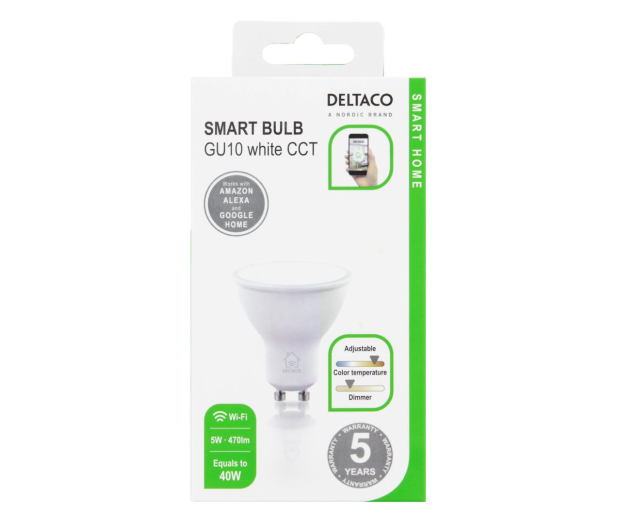 Deltaco SMART H LED lamp GU10 WiFI 2.4GHz 5W 470lm Dim 2700K6500K - 1308501 - zdjęcie 2